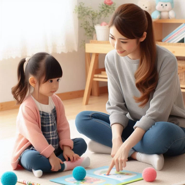 Floortime eğitimi alan bir kız çocuk ve bir kadın eğitimci